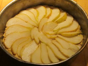 Make a pretty pinwheel pattern with the pear slices.