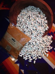 "Moon Beans" spiced with Pipian Rojo Mole from Mano y Metate makes an exceptionally festive vegetarian dish!  photo by Muffin Burgess