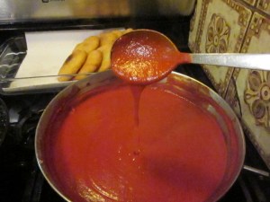 The chile sauce should be thick but fluid