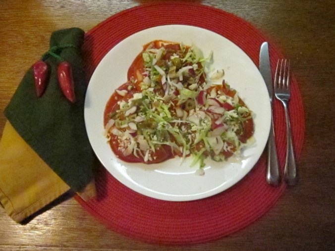 Three enchiladas made a nice meal. You can also add beans and rice. 