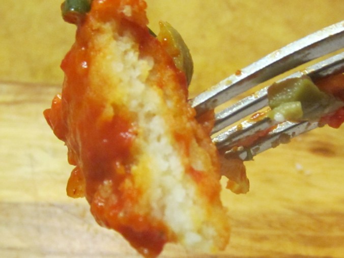 The patties should be crispy on the outside and light on the inside.