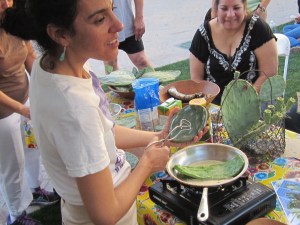 Amy cooks the pads whole then cuts later.
