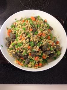 Wheatberry salad with cholla buds--an April delight (MABurgess photo)