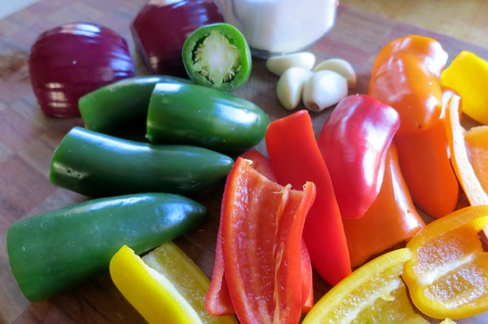 chiles, onion, garlic and salt