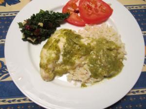 Salsa Verde on broiled chicken. 