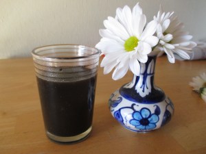 Even flowers don't make this liquid look appetizing.