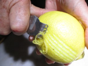 Zesting with a simple lemon zester.