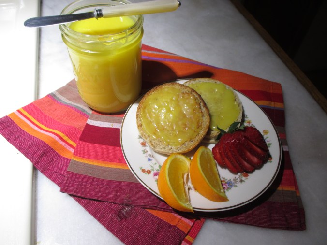 Lemon curd and English muffins make an elegant breakfast.