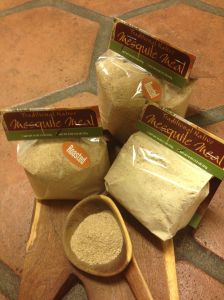Comparing roasted mesquite flour and natural raw mesquite flour (MABurgess photo)