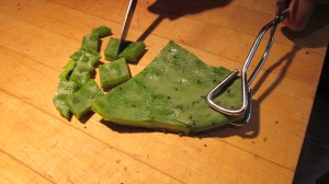 Cut into small pieces to cook.