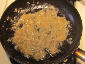 I'itoi onions cooking for Sweet and Sour sauce.