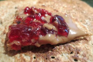 Prickly pear jelly on Sourdough Sonoran Wheat, Barley, Almond crepe