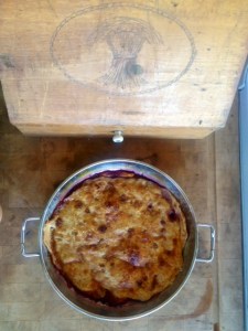 Peach prickly pear cobbler