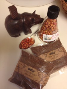 Flavors to guild the lily--Wild chiltepin peppers, ironwood bear molinillo grinder, and Mole Dulce powder
