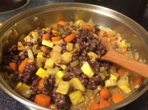 Preparing heirloom purple prairie barley pilaf