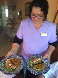 Rosa serving her Market Veggie Omelette with White Sonora flour (MABurgess)