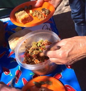 Delicious Marinated White Sonora Wheat-berry Salad with Cholla Buds at Mission Garden workshop (MABurgess)