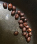 Foothills palo verde seed toasting in a dry iron skillet