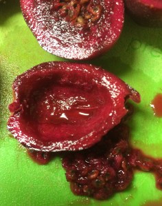 De-seeded half prickly pear fruit