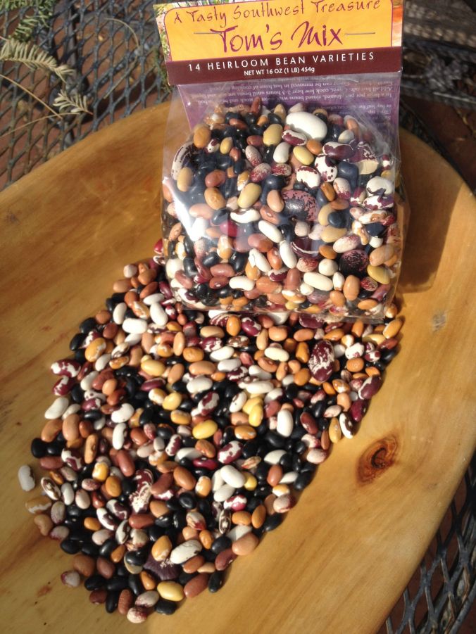 Tom's Mix 14-Heirloom Bean Mix makes a perfect gift from the Southwest--made spicy with chiltepines! Find them at NativeSeeds/SEARCH store, Tohono Chul Museum Shop, Wiwpul Du'ag at San Xavier Plaza, and the UNICEF Store in Monterrey Village, Tucson; or online www.flordemayoarts.com